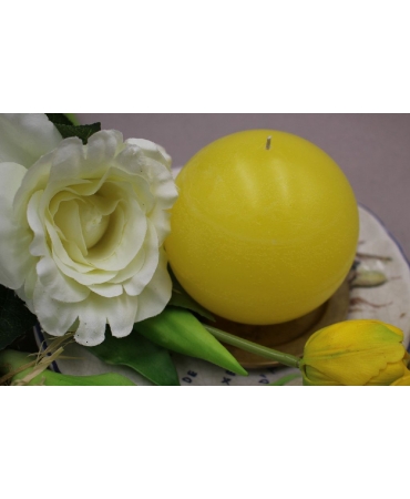свічка куля жовта/біла 10 см