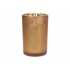 Підсвічник-ваза скляна з малюнком листя  18 см 