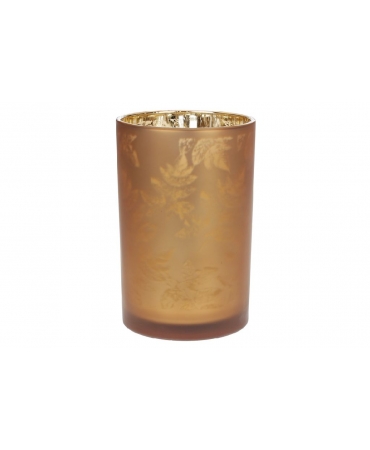 Підсвічник-ваза скляна з малюнком листя  18 см 