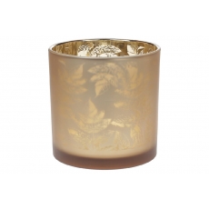 Підсвічник-ваза скляна  з малюнком листя  15 см 