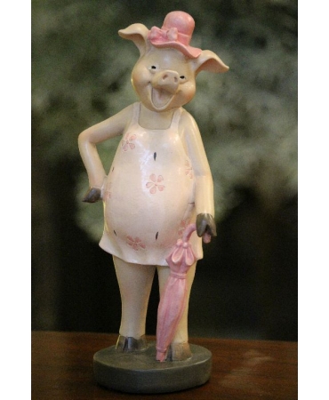 Статуэтка свинка с зонтиком