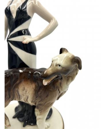 Порцелянова статуетка "Дама з собачкою " 34 см.