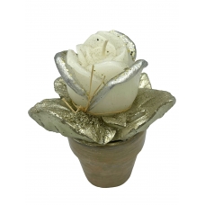 Свічка троянда в керамічному горшику 