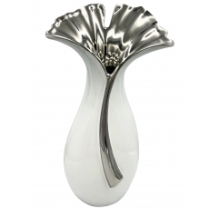 Ваза "Чарівний лист" срібно-біла 40 см