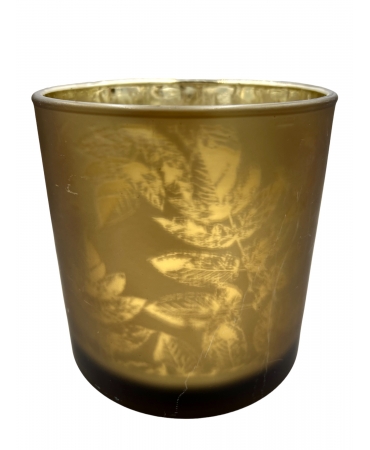 Підсвічник-ваза скляна  з малюнком листя  15 см 