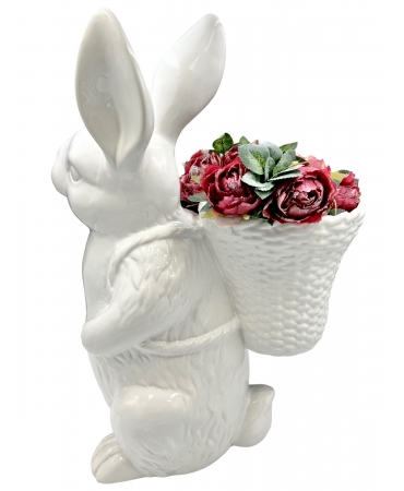 Кролик білий з корзиною кашпо 50 см