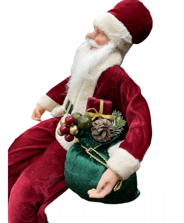 Новорічна іграшка Сидячий Санта  з подарунком 80 см