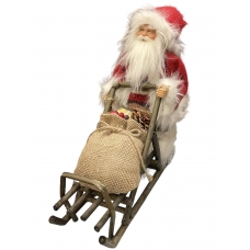 Новорічна іграшка Санта Клаус  з санками 40 см