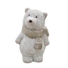Новорічна іграшка Білий ведмедик 11 см