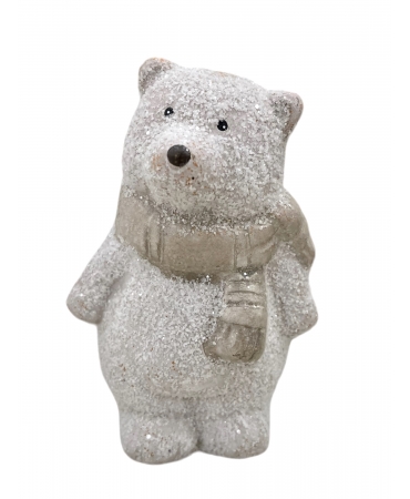 Новорічна іграшка Білий ведмедик 11 см