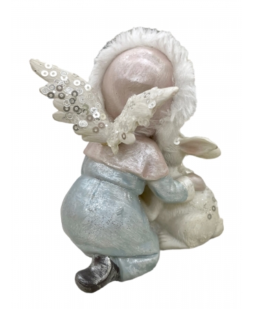 Статуетка ангелик з зайчиком 10 см 