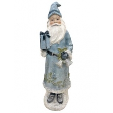 Статуетка Блакитний Санта Клаус з подарунком 32 см