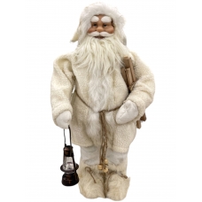 Новорічна іграшка Білий Санта з ліхтарем 66 см