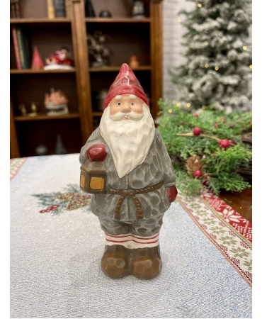 Санта Клаус керамічний з ліхтарем 16 см