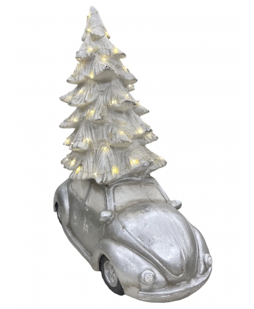 Статуетка Машинка з ялинкою і LED підсвіткою 49 см